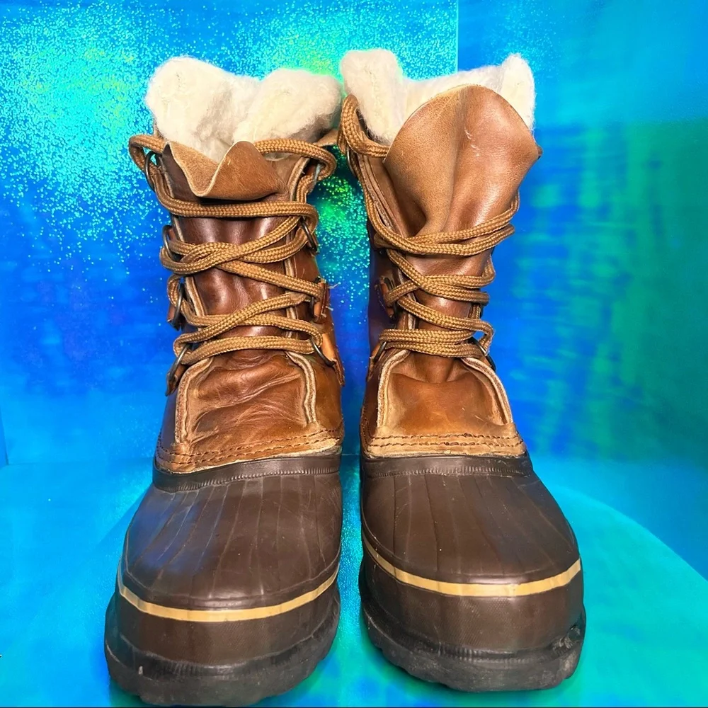 Sorel Leather Winter Insulated Duck Boots Womens Sz 9